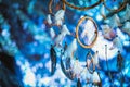 Dreamcatcher against a white blur of snow