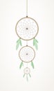 Dreamcatcher. Boho hippie style. Brown and green. Vector illustration, flat design