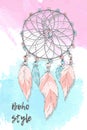 Dreamcatcher boho style. Hand drawing.