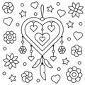 Dreamcatcher. Coloring page. Vector illustration.