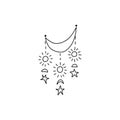 Dreamcatcher concept. The moon is decorated with various celestial elements. Stars descend from the moon in garlands. Vector stock