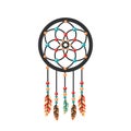 Dreamcatcher with feathers isolated on white background. Royalty Free Stock Photo