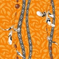 Dreamcatcher feathers orange background pattern Royalty Free Stock Photo