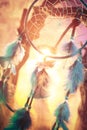 Dreamcatcher on a forest at sunset Royalty Free Stock Photo