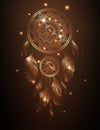 Dreamcatcher in golden gradient, vector illustration