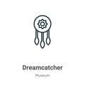 Dreamcatcher outline vector icon. Thin line black dreamcatcher icon, flat vector simple element illustration from editable museum Royalty Free Stock Photo