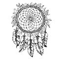 Dreamcatcher sketch hand drawn in doodle style Vector illustration Royalty Free Stock Photo