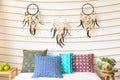Dreamcatchers above the bed