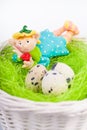 Dreamed fairy on the nest with quail eggs Royalty Free Stock Photo