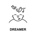 dreamer on mind icon. Element of human mind icon for mobile concept and web apps. Thin line dreamer on mind icon can be used for w Royalty Free Stock Photo