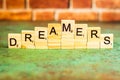 Dreamers immigration concept spelled out in block letters Royalty Free Stock Photo