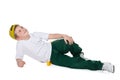 Dreaming boy is lying on the white Royalty Free Stock Photo