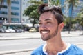 Dreaming brazilian guy in a modern city Royalty Free Stock Photo