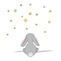 Dreaming bunny. Card with Cute bunny.