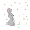 Dreaming bunny. Card with Cute bunny.