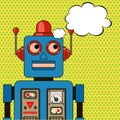 Dreaming cool robot. Pop art poster. Royalty Free Stock Photo