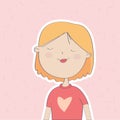 Dreaming, cute young girl character. Print design, t-shirt print, children s book, greeting card