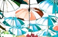 A background of colorful umbrellas like the rainbow