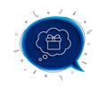 Dreaming of Gift line icon. Present box sign. Vector Royalty Free Stock Photo