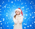 Dreaming girl in santa helper hat Royalty Free Stock Photo