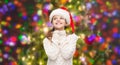 Dreaming girl in santa helper hat Royalty Free Stock Photo