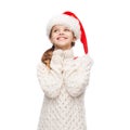 Dreaming girl in santa helper hat Royalty Free Stock Photo