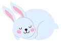 Dreaming rabbit. Sweet white animal. Sleeping bunny