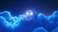 Dreaming Robot A Friendly Face in the Night Sky Above the Clouds Royalty Free Stock Photo