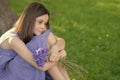 dreaming teenager girl relax in park. teen girl outdoor. pretty girl in summertime Royalty Free Stock Photo