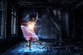 Dreaming to become ballerina. Mixed media Royalty Free Stock Photo