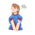 Dreaming Woman Fantasizing Imagining Something in Her Head Vector Illustration Royalty Free Stock Photo