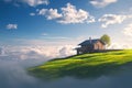 Dreamlike abode House on clouds creates a breathtaking landscape