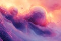 Dreamlike abstract panorama with surreal, floating forms
