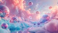dreamlike abstract space scene featuring celestial orbs and distorted shapes in array of pastel hues creating sense Royalty Free Stock Photo