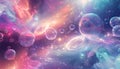 dreamlike abstract space scene featuring celestial orbs and distorted shapes in array of pastel hues creating sense Royalty Free Stock Photo