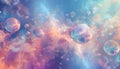 dreamlike abstract space scene featuring celestial orbs and distorted shapes in array of pastel hues creating sense Royalty Free Stock Photo