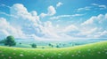 Dreamlike Anime Countryside Landscape Wallpaper With Pastel Colors