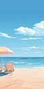 Dreamlike Beach Illustration With Calm Seas And Pastel Colors