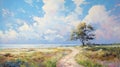 Dreamlike Beach Path Oil Painting By Geoff Woodside