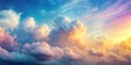 Dreamlike celestial canvas a serene panorama of pastel clouds and golden sunlight. Generative AI Royalty Free Stock Photo
