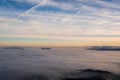 Dreamlike colorful sunset over the clouds