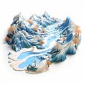 Dreamlike 3d Printable Cut Paper River Landscape In Winter
