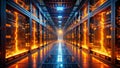 A Dreamlike Data Center Exploring the Futuristic and Intriguing Orange Server Racks in a Digital Landscape Orange Royalty Free Stock Photo