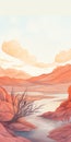 Dreamlike Desert Landscape: Baroque Watercolor Painting Inspired By Harry Styles