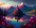Dreamlike Fantasy Castle - A Vibrant and Ethereal Masterpiece Made with Generative AI