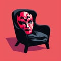 Dreamlike Fauvism Illustration: Envy And Evil In A Dark Chair Mask