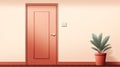 Dreamlike Illustration Of Interior Door And Plant In Light Orange And Pink Royalty Free Stock Photo