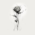 Dreamlike Illustration White And Black Rose In Minimalist Style