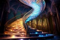 Dreamlike Magical infinite staircase. Generate Ai Royalty Free Stock Photo