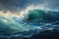 Dreamlike Ocean calm waves. Generate Ai